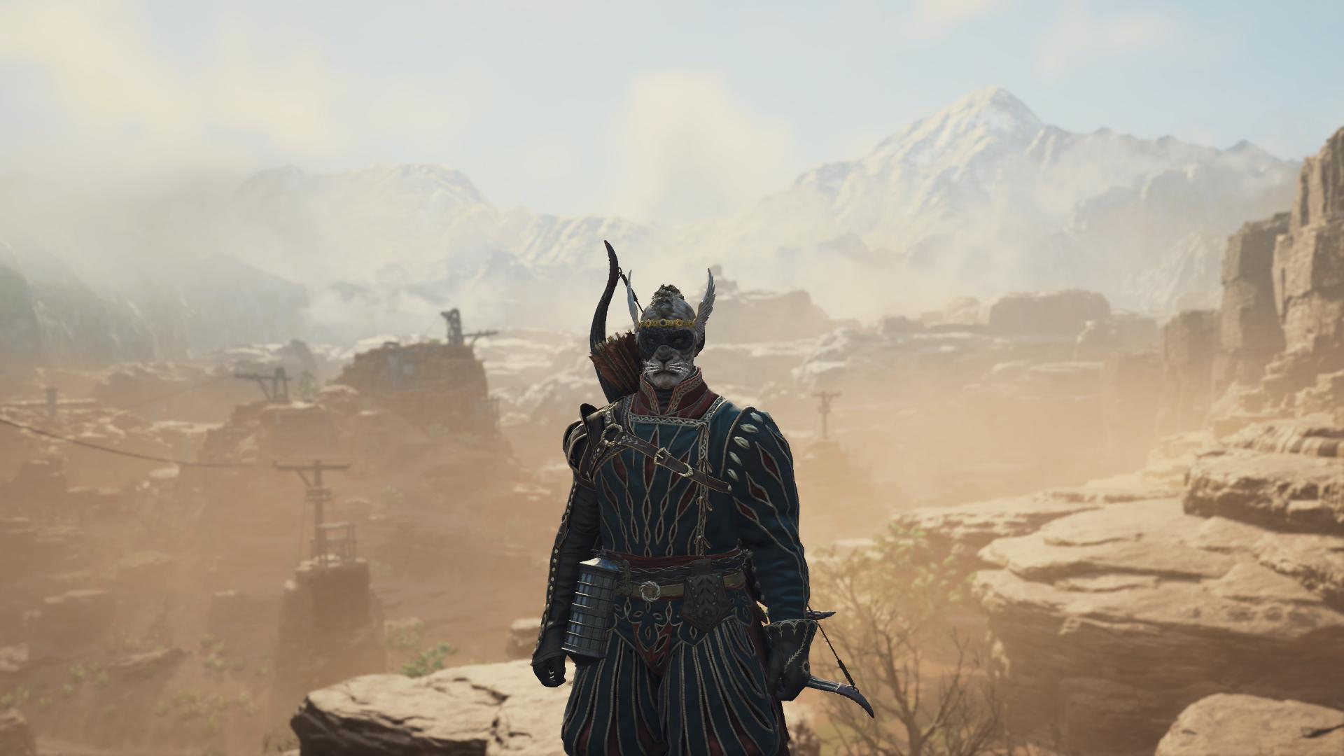 Personage uit Dragon's Dogma 2 tegen een achtergrond van een woestijnachtig landschap